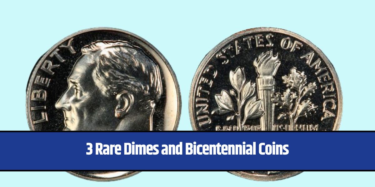 3 Rare Dimes and Bicentennial Coins